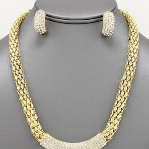 Gold w/Clear Rhinestone Box Chain Neckla…